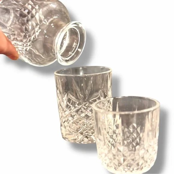 Vintage-Style Cut Crystal Glass Carafe & Tumbler Set | Bedside Water Set - Picture 2 of 6